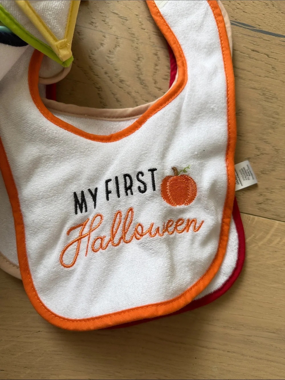 Multi-Color Trim Baby Bib Set - White Bibs with Assorted Edging